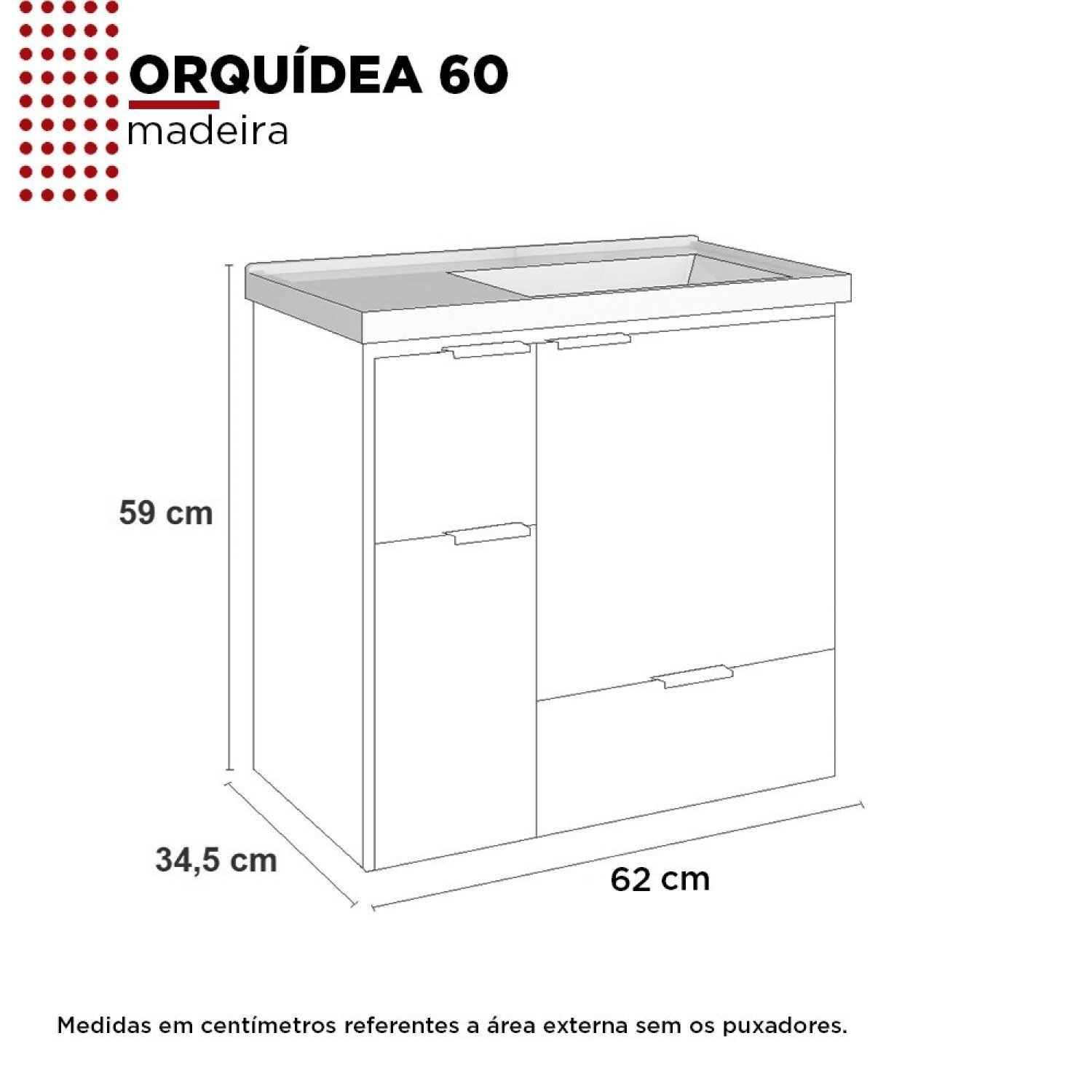 Gabinete para Banheiro com Cuba em Márimore Sintético 59,6cm Cozimax - 4