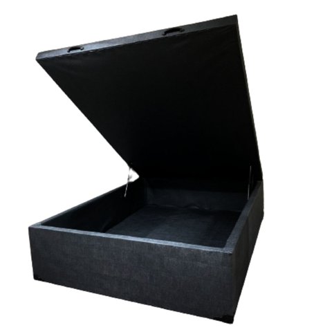 Cama Box Baú Casal Padrão com 48cm de Altura - Super Reforçado Corino Linho Chumbo