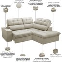 Ver imagem 4 de Sofá 3 Lugares Retrátil Reclinável Chaise Direito 243cm Solin F04 Veludo Bege - Lyam Decor