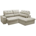 Ver imagem 1 de Sofá 3 Lugares Retrátil Reclinável Chaise Direito 243cm Solin F04 Veludo Bege - Lyam Decor