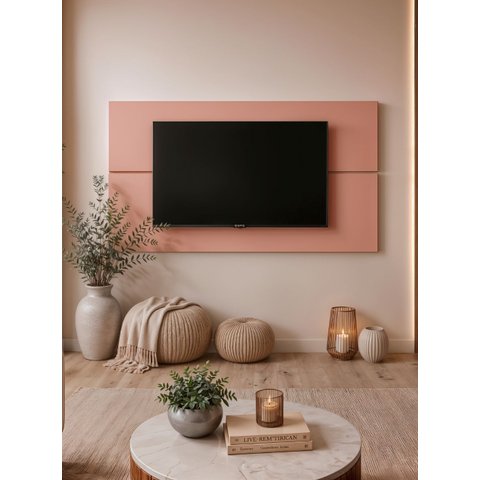 Painel para TV 180cm Retro MDF Rosa Dallas - On Móveis