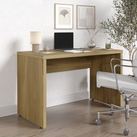 Escrivaninha Mesa Escritório em Tamburato Acabamento em BP Ficus 120cm CabeCasa MadeiraOriginals Marrom