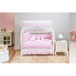 Kit Berço Est. Céu e Lua Menina Rosa 13 Pçs - 100% Algodão - 1