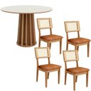 Ver imagem 2 de Mesa de Jantar Redonda 105cm com 4 Cadeiras Dalla Costa Mdf Cor:off White com Freijó e Cesare