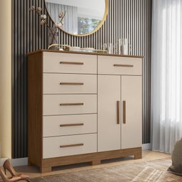 Cômoda 2 Portas 6 Gavetas New Xangai Albatroz Móveis - 1