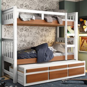 Treliche Solteiro Com 3 Gavetas 100% Madeira Maciça