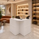 Ver imagem 6 de Balcão Caixa em L 60x40 Atendimento e Recepção Comercial MDP com Fechadura 2 Prateleiras