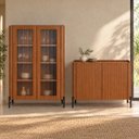Ver imagem 1 de Kit Cristaleira com Buffet Bend Frisado Principal Incolar Cedro Metal Preto