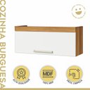 Ver imagem 2 de Armário de Cozinha Aéreo 80cm 1 Porta Basculante Burguesa Premuim 100% MDF Branco/Freijó