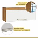Ver imagem 3 de Armário de Cozinha Aéreo 80cm 1 Porta Basculante Burguesa Premuim 100% MDF Branco/Freijó