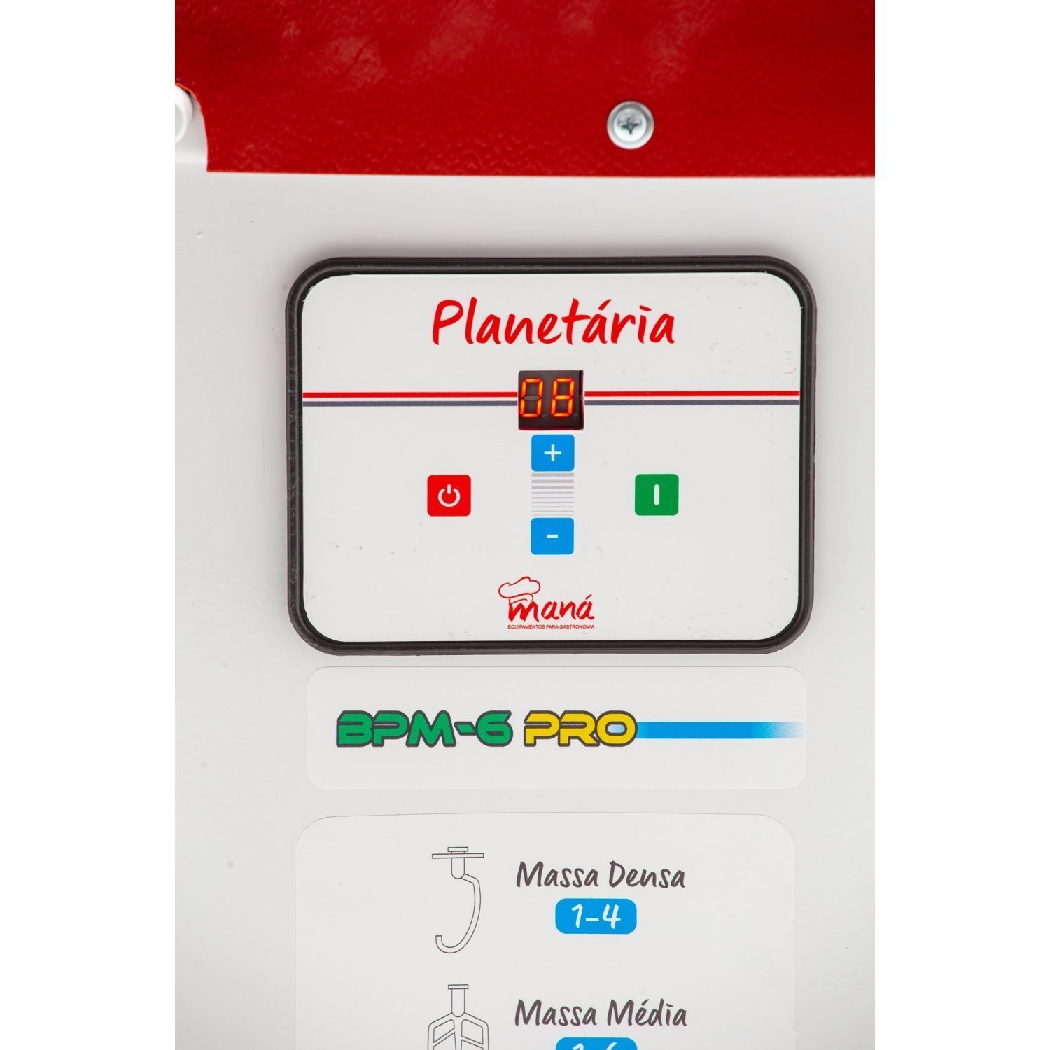 Batedeira Planetária 6L Profissional Motor 1000w Bivolt Maná Branco/Vermelho - 5