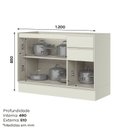 Ver imagem 3 de Balcão Pia 3 Portas 2 Gavetas 120cm 100% Mdf Fineze