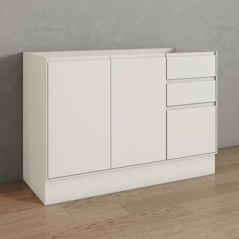 Balcão Pia 3 Portas 2 Gavetas 120cm 100% MDF Fineze Bege/Areia HP