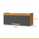 Ver imagem 5 de Armário de Cozinha Aéreo 80cm 1 Porta Basculante Burguesa Premuim 100% MDF Cinza/Freijó/Grafite