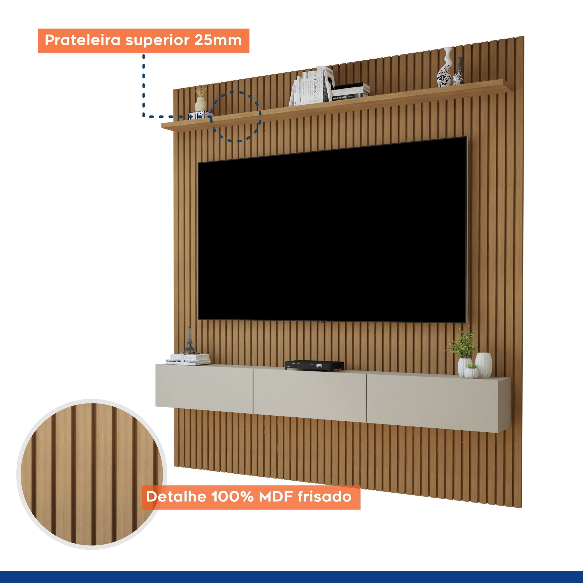 Painel para TV até 70 Polegadas Frisado Curitiba  - 4