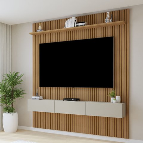 Painel para TV até 70 Polegadas MDF 179CMX218CM Frisado Curitiba Marrom