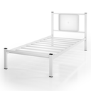 Ver imagem 1 de Cama Solteiro Bruna em Aço Industrial Branco para Quarto com Cabeceira Estofada Branco