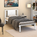 Ver imagem 3 de Cama Solteiro Bruna em Aço Industrial Branco para Quarto com Cabeceira Estofada Branco