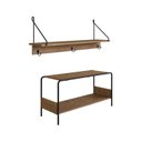Ver imagem 2 de Conjunto Prateleira Decorativa com Sapateira Banco Industrial Marrom/Vermont/Preto