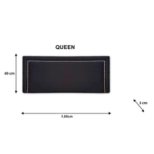 Cabeceira Queen Reta Luxo Estofada Com Tachas - Suede Preto