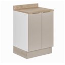 Ver imagem 2 de Balcão Planejado 2 Portas 60cm com Tampo com Rodapé Ipanema CabeCasa MadeiraOriginals Branco/Fendi