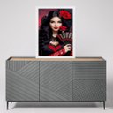 Ver imagem 2 de Quadro Pombagira Cigana Rosa Vermelha 45x34cm:moldura Branca