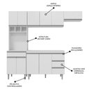 Ver imagem 3 de Cozinha Modulada 5 Peças Balcão com Pia 120cm Andréia Branco - AJL Móveis