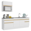 Ver imagem 2 de Cozinha Compacta Armário Balcão e Rodapé FL2110 Veneza Multi Branco/Dourado