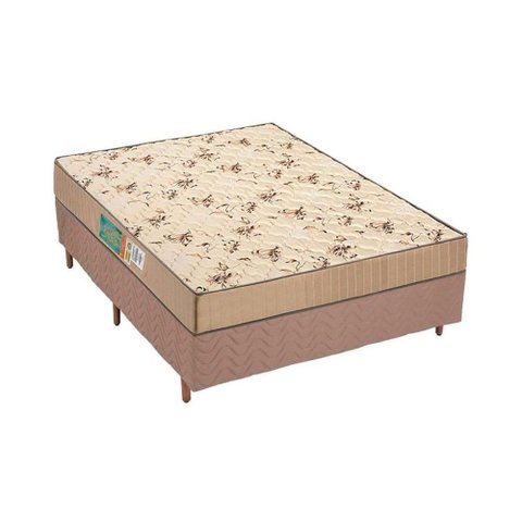 Cama Box Casal: Colchão Espuma D45 Polar Pérola Clean + Base Crc Rústico Clean(138x188)