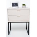 Ver imagem 2 de KIT 2 Mesas De Cabeceira OFF WHITE Industrial ECO 40cm COM 2 GAVETAS BASE PRETA- Enviamos MONTADO
