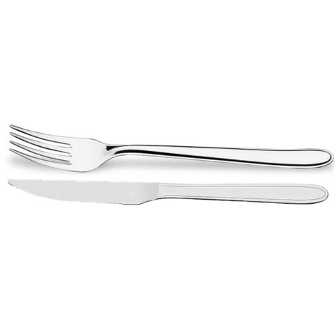 Jogo de Talheres Garfo e Faca Churrasco Inox Siena Brinox Mesa Posta 24 Peças