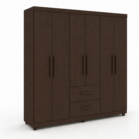 Guarda Roupa Casal Slim 6 Portas 2 Gavetas Café Formimóveis