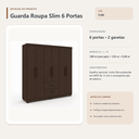 Ver imagem 5 de Guarda Roupa Casal Slim 6 Portas 2 Gavetas Café Formimóveis
