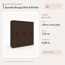 Ver imagem 4 de Guarda Roupa Casal Slim 6 Portas 2 Gavetas Café Formimóveis