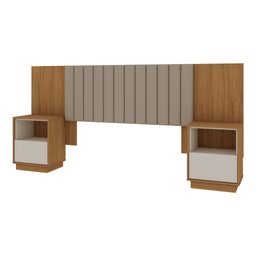 Cabeceira Casal Extensível com Mesa de Cabeceira - Liz - Robel Móveis - Camarú/pérola - 5