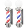 2 Barber Pole Poste Barbearia Giratório Iluminado 65cm com Globo Barbeiro Colorido Megan Cb65 - 1