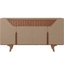 Ver imagem 5 de Aparador Buffet Volga 4 Portas 2 Gavetas Ripadas Tampo MDF Fendi Freijó 180cm Lyam Decor
