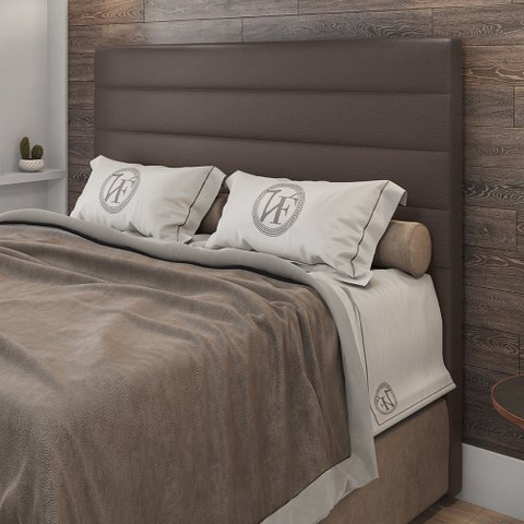Cabeceira Casal Napoli 140cm Material Sintético Marrom c/ Frame Italian Flex