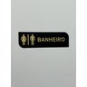 Placa Sinalização Indicação Banheiro Wc Acrílico Preto com Dourado 30x9cm - 1