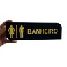 Placa Sinalização Indicação Banheiro Wc Acrílico Preto com Dourado 30x9cm - 2