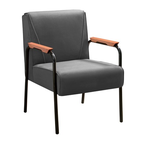 Poltrona Decorativa Jade para Sala de Estar, Recepção - Suede Cinza