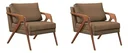 Ver imagem 1 de Kit 02 Poltronas Decorativa Mona Luxo Base de Madeira Maciça Sala Recepção Veludo Marrom do Lar Móve