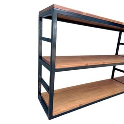 Prateleira de Parede para Livros - Modelo Industrial - Ferro Preto e Madeira Maciça - 7