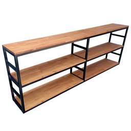 Prateleira de Parede para Livros - Modelo Industrial - Ferro Preto e Madeira Maciça - 6