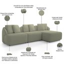 Ver imagem 4 de Sofá 4 Lugares com Chaise Direito Sala Living 288cm Arlo F04 Bouclê Oliva - Lyam Decor