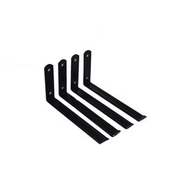 Kit 4 peças Suporte cantoneira Invertida - Mod. "U" p/ prateleira de 25cm - Preta - 2