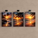 Ver imagem 2 de Kit 3 Quadro Decorativo Paisagem Praia Mar para Casa Hotel Qualidade Premium Moderno 28x20cm