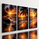 Ver imagem 1 de Kit 3 Quadro Decorativo Paisagem Praia Mar para Casa Hotel Qualidade Premium Moderno 28x20cm
