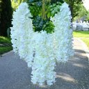 Ver imagem 5 de 12 Glicinas Artificials Trepadeira Realista Flores Folhagem:Branco