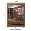 Ver imagem 4 de Guarda-roupa Solteiro Madesa Dallas 2 Portas de Correr de Espelho 2 Gavetas com Pés - Rustic